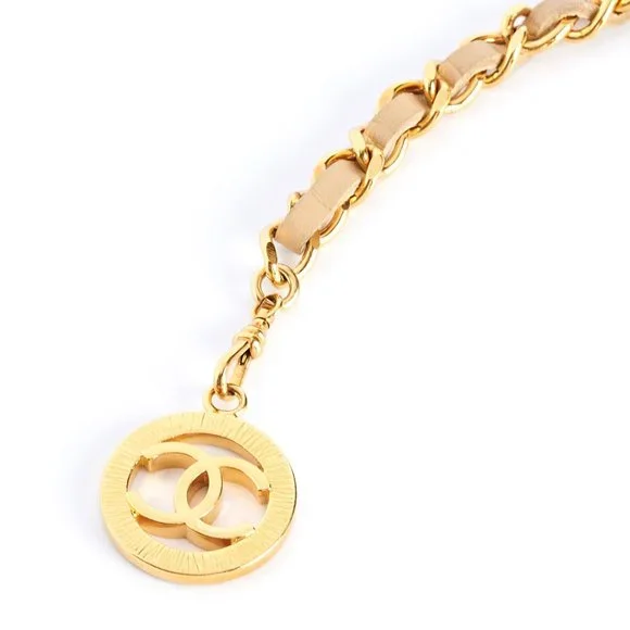 Authentic CHANEL Vintage Belt, Chanel Chain Belt, Chanel Chain and Leather Belt, - Picture 7 of 12